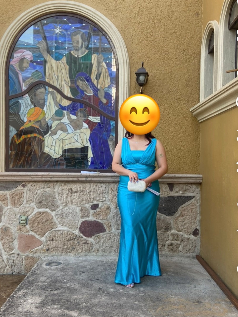 Turquoise evening gown